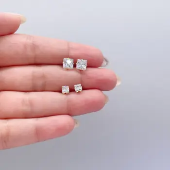 Square cut stud earrings